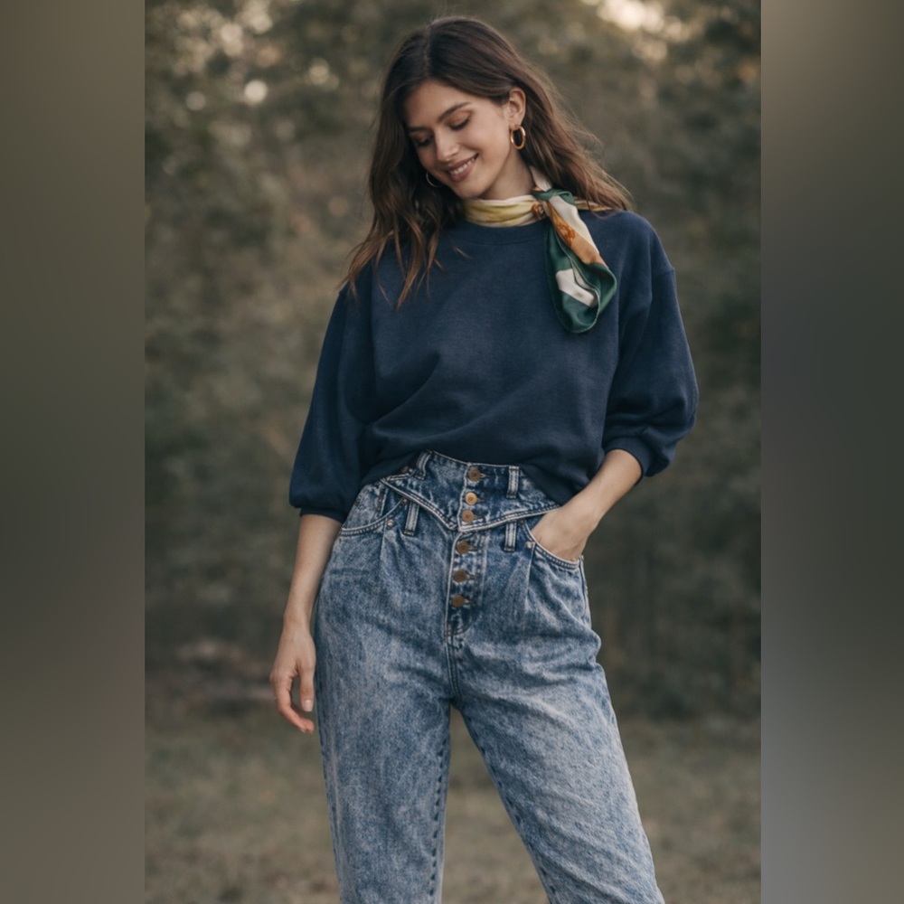 Vintage High Rise Acid Wash Jeans | Button Fly Tapered Leg | Women’s Small